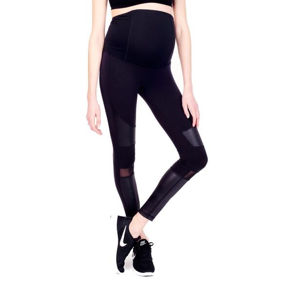 Ingrid & Isabel Women's Jet Black Active Moto Maternity Leggings Size XS NEW - Picture 1 of 10